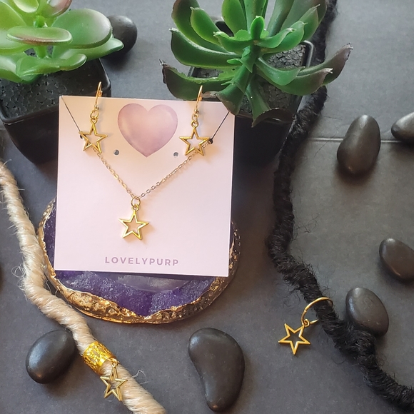 🌟 NEW! "You're a Star" GOLD colored Jewelry Sets for Dreadlocks, Braids, Hair.. - Picture 2 of 4